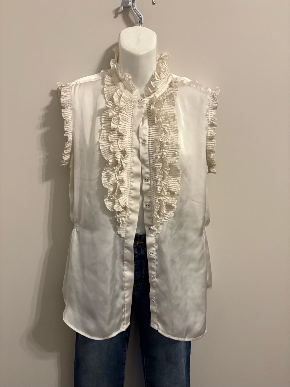 Converse Ivory Ruffle Sleeveless Blouse